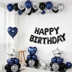 and Black Birthday Decorations for Men,Blue Black White Balloons Navy Blue