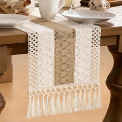 MLMW Boho Table Runner 36 inches Summer Small Coffee Table Runner Rustic Burl…