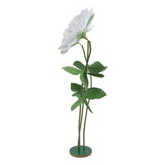 3 Heads Giant Artificial Flowers With Base White Rose 55in Height Handmade