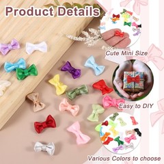 50 Pcs Mini Ribbon Bow 0.8″ Mini Fabric Ribbon Flower Bows, Dark Red