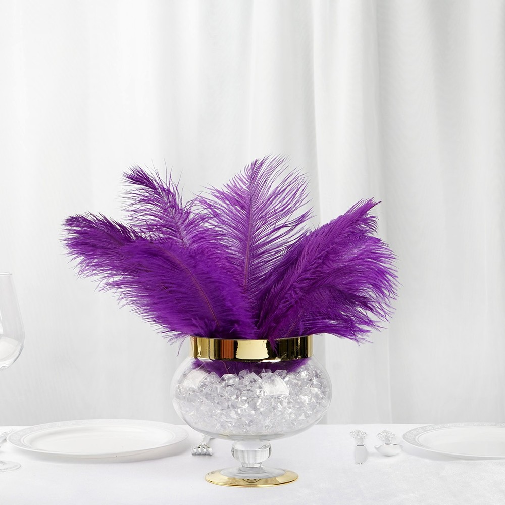12 pcs 10-15″ long Purple Genuine Ostrich FEATHERS Wedding Party Centerpieces