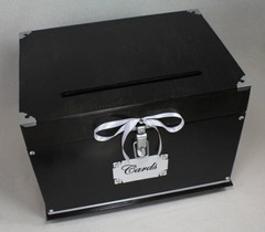 Wedding Card Box Trunk, Dark Brown Black Card Box, White Wedding Decor,