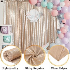 DUOBAO Champagne Backdrop Curtain 8ft Photo Background Wedding Backdrops 4FT …