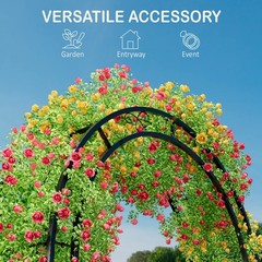 Arbuxzuy 88in Steel Garden Arch Arbor Trellis for Climbing Medium, Black