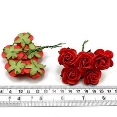 1″ /2.5 cm Open Roses Rainbow Paper flower Wedding Scrapbook Craft R6