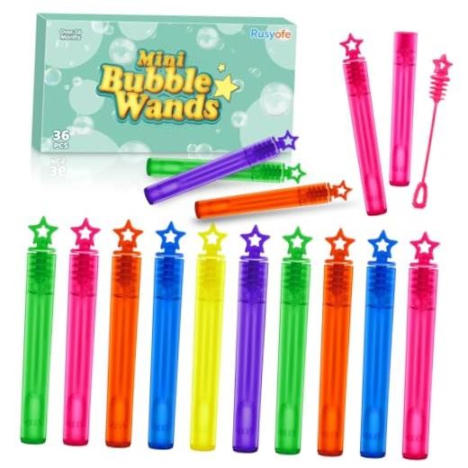 Mini Bubble Wands for Kids, 36 Pcs Bulk Bubble Wands in 6 Colors, Kids 36 Star