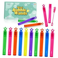 Mini Bubble Wands for Kids, 36 Pcs Bulk Bubble Wands in 6 Colors, Kids 36 Star