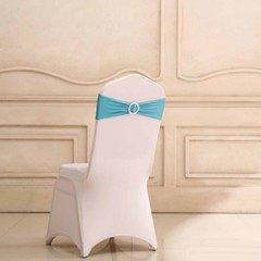 10 Turquoise Spandex CHAIR SASHES with Silver Round Buckles Wedding Decorations