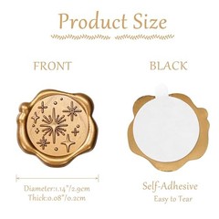 Star Wax Seal Stickers Pack Antique Gold Self Adhesive 50 Star, Antique Gold
