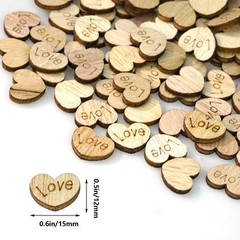 Lystaii 400pcs Rustic Wooden Love Heart Wedding Table Scatter Decoration