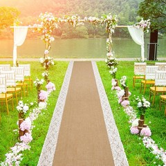20 Ft x 36 in Natural Burlap Wedding Aisle Runner Rustic Jute Weddings Runway