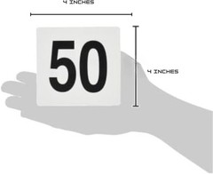 Plastic Table Number Cards 4″ x 4″ – Double-Sided Number Signs with Bold Black