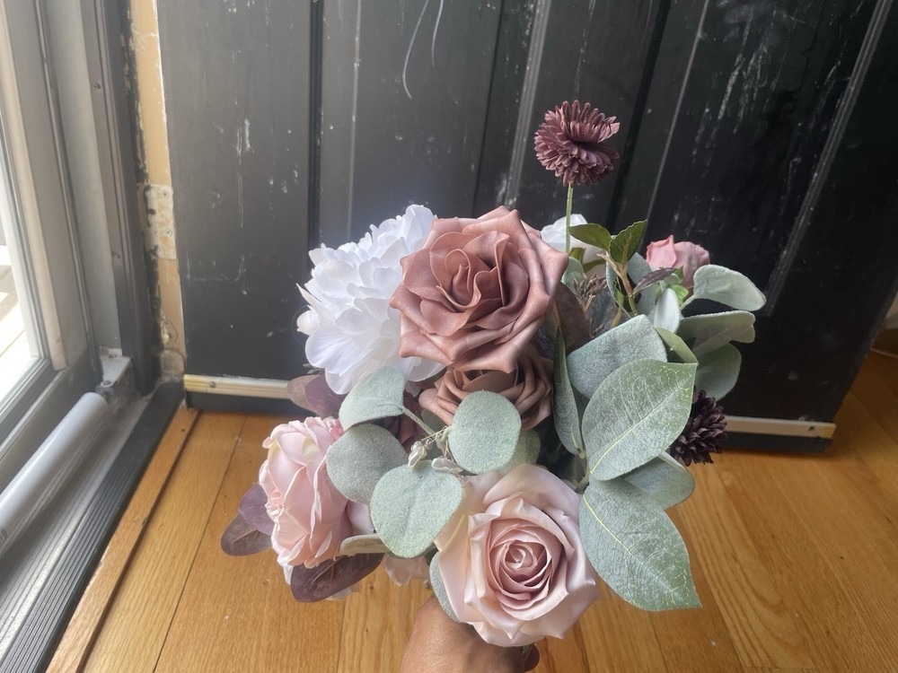 Lings Moment Artificial Wedding Bouquet Flowers Pink Purple White