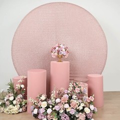5 DUSTY ROSE Fitted Spandex Cylinder Display STAND COVERS Set Party Decorations