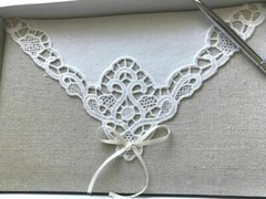 Guest Book and Pen Set, Lillian Rose Country Lace, White and Ivory