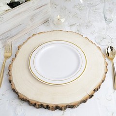 Plastic WHITE with Gold Rim 8″ PLATES Disposable Party Wedding WHOLESALE