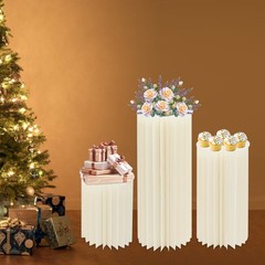 3pcs Cardboard Centerpiece Display for Wedding Party Garden Cylinder Flowers Sta