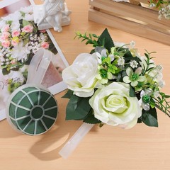 4Pcs Reusable Bridal Bouquet Holders Plastic Flower Arrangement Handle Green