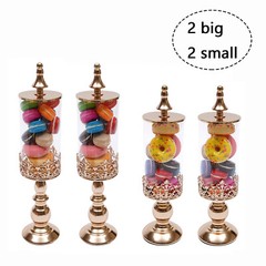 4PCS Candy Jars With Lids Buffet Bar Party Sweets Tank Acrylic&Metal Storage Jar