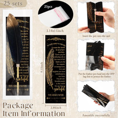 25 Sets Feather Pen Wedding Favors Bulk Bridal Shower Quill Ballpoint Pens Gold