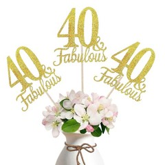 Fabulous 40 Centerpiece Sticks, 10 Pcs Gold 40th 3.9 inches x 14 inches,