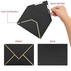 XHKDSYMC 50 Pack 5×7 Envelopes Self Seal, Black for 5×7,