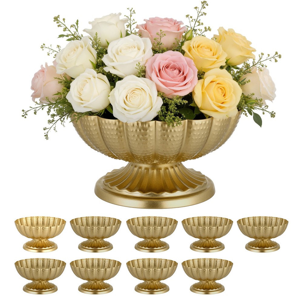 VEVOR 10 PCS Wedding Flower Vase 4.7in Mini Floral Bowl Centerpieces Gold
