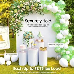 5PCS Cylinder Pedestal Stands Parties White PVC Cake Stand Round Cylinder Stands