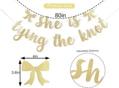 She is Tying The Knot Banner – Bridal Shower Gold