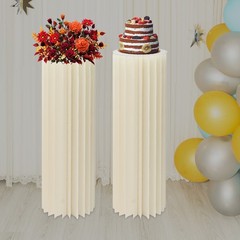 Milky White Honeycomb Cardboard Flower Stands 2-Pack 100cm With PVC Top