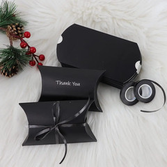 50Pcs Kraft Black White Paper Pillow Box for Jewelry Candy Gift Wedding Favor Sm