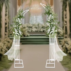 2 PCS Curved Wedding Arched Stands Backdrop Stand for Ceremony and Party