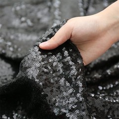 Fanqisi Black Sequin Table Cloth Skirt Party 132″ x 90″ (Rectangular),