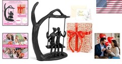 Romantic Love Couple Statue Gift Set Iron Sculpture Anniversary Birthday Vale…