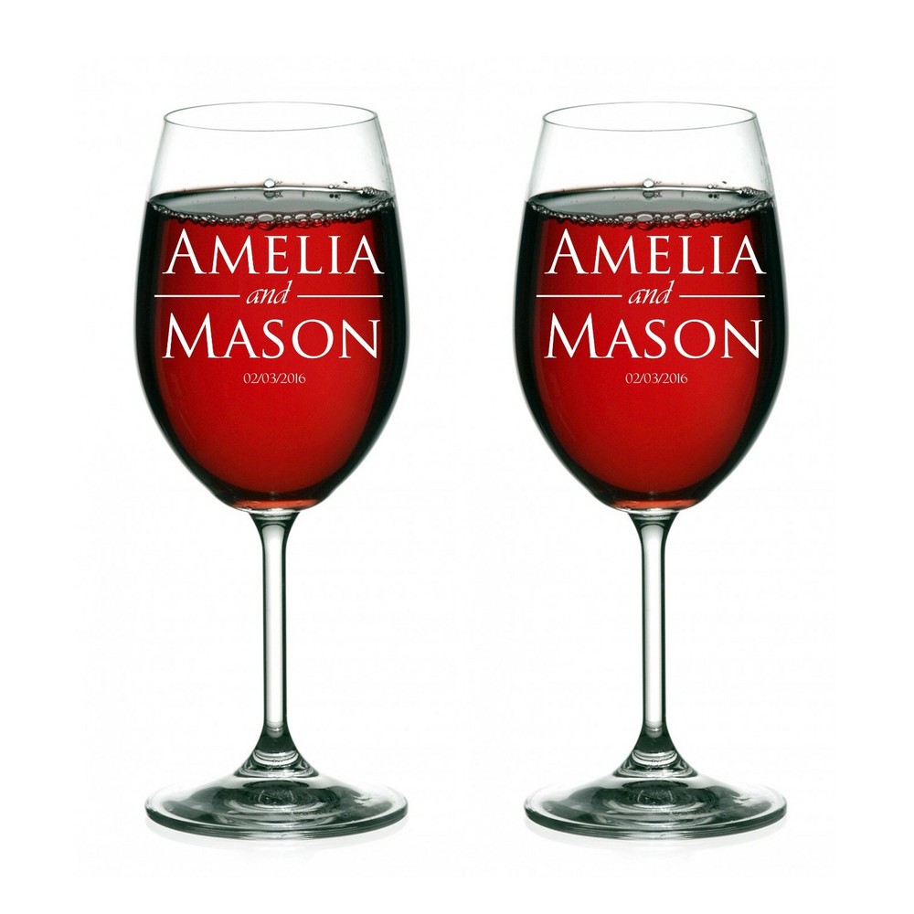 Personalized set of 2 wine glasses, Couple gift, Wedding gift,Anniversary gift