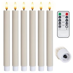 Open Box 6PK 10″ Ribbed LED Candles with Remote Timer Assorted Colors Wedding