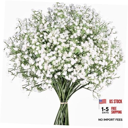 Babys Breath Artificial Flowers,6 Pcs Gypsophila Faux Flowers for 6pcs White