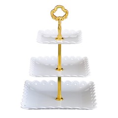 European Three-layer Cake Stand Trays Prom Party Dessert Candy Fruit Plate Home