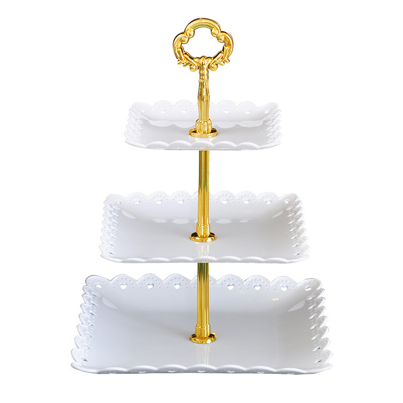 European Three-layer Cake Stand Trays Wedding Party Dessert Candy Fruit Plate