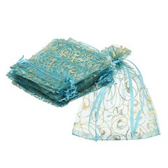 50Pcs Organza Bags 3.9×4.7 Inch Candy Bags Mesh Bag Jewelry Bag Lake Blue