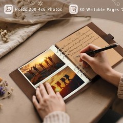 Artmag Photo Album 4×6 200 Photos, Thick Leather Cover Picture Album with 30 …