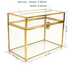 Gold Glass Wedding Card Box Envelope Holder w/ Slot & Feet Party Centerpiece