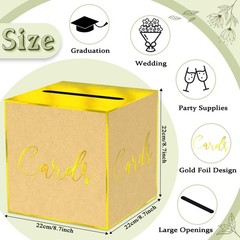 Brown Gold Foil Card Box Parties Weddings Birthdays Bridal Baby Shower Decor