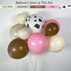 Cowgirl Balloon Arch Kit, Brown Pink Ivory White Cow Print Balloons with «Yee…