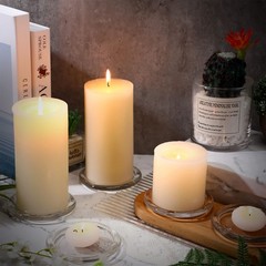 Patelai 36 Pieces Clear Glass Pillar Candle Holder Plates 4 Inch Round
