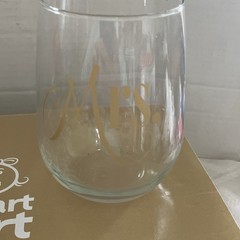 Smart Tart Design Mr. & Mrs. Stemless Wine Glass Set of 2 Clear Gold