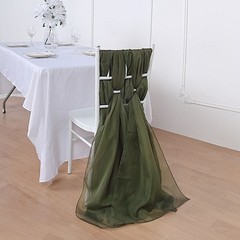 5 Olive Green Premium Chiffon Wide CHAIR SASHES Wedding Reception Decorations