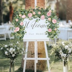 Artificial Flower Garlands Eucalyptus Garlands with Flowers 4PCS Light Pink