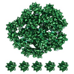 100Pcs 1.5″ Mini Star Gift Bows Laser Bows Green