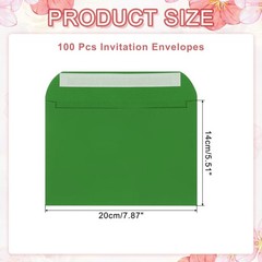 100pcs A7 Self Sealing Invitation Envelopes 7.8×5.5 Inch Light Dark Green